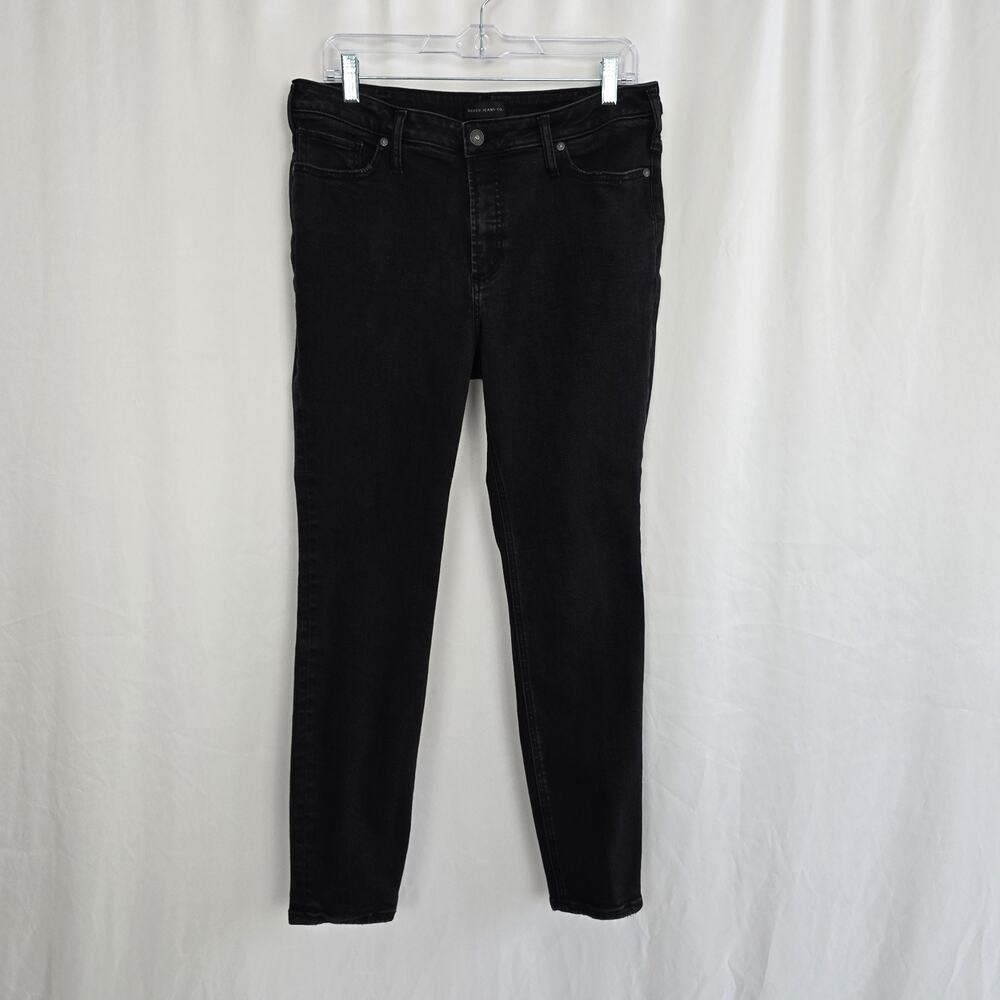 Silver Jeans High Note Skinny Women's 33 Black Fray Hem